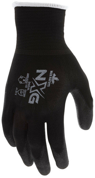 NXG® Work Gloves, 13-Gauge Black Nylon, Polyurethane Palm and Fingertips