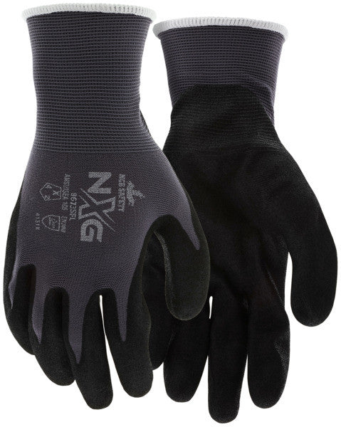 NXG Work Gloves, 13 Gauge Nylon Shell, Sandy Nitrile Foam Coated Palm