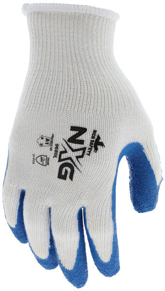 NXG Palm Dip Work Gloves, 10-Gauge Cotton/Polyester, Latex Coating, Knit Wrist