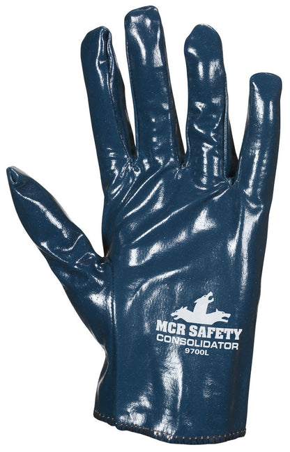Consolidator Full Nitrile-Coated Work Gloves, Cotton Interlock Liner, Slip-On Cuff