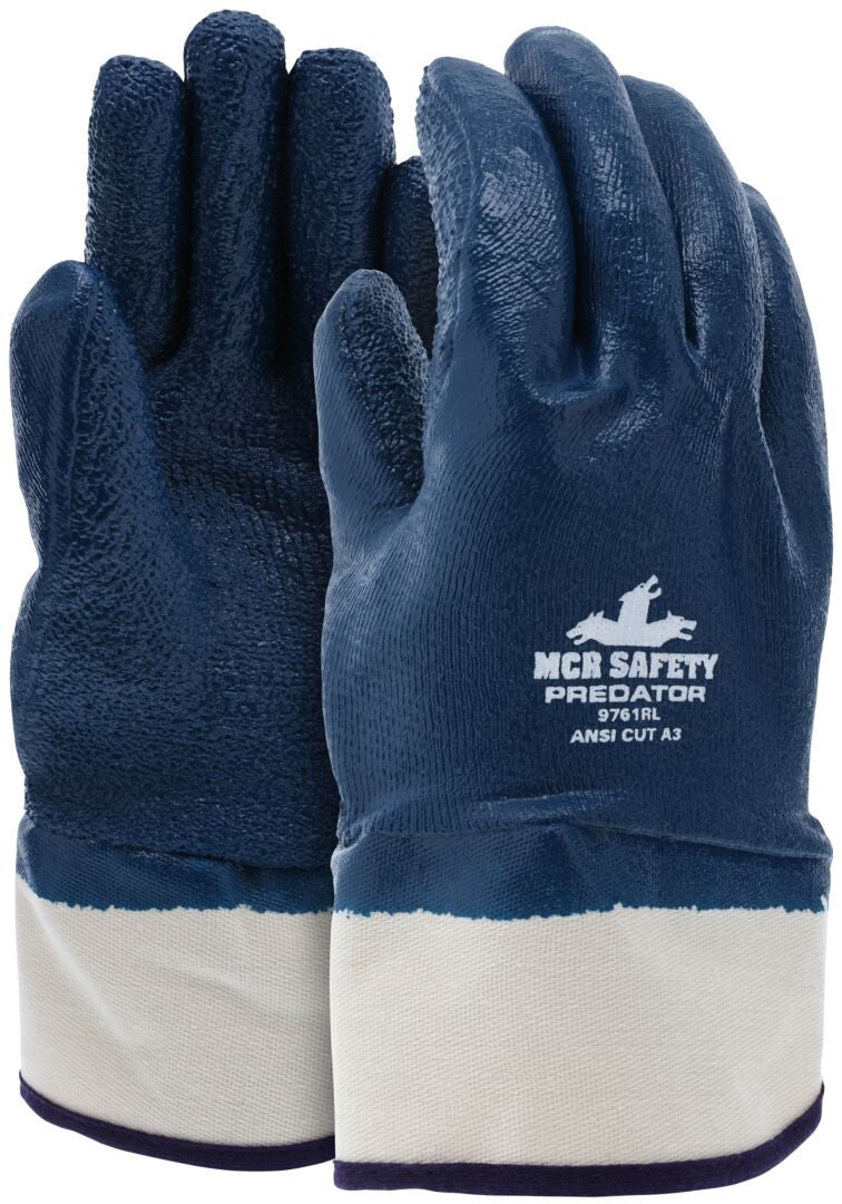 Predator Fully Coated Rough Nitrile Gloves, Safety Cuff, Jersey Lined