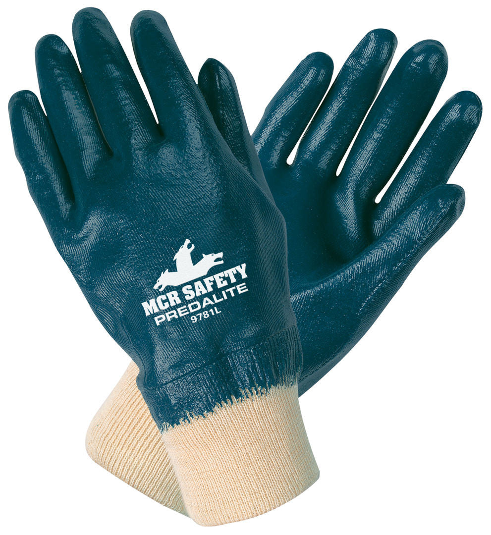 Predalite Nitrile-Coated Work Gloves, Fully Coated, Knit Wrist, ActiFresh Lining