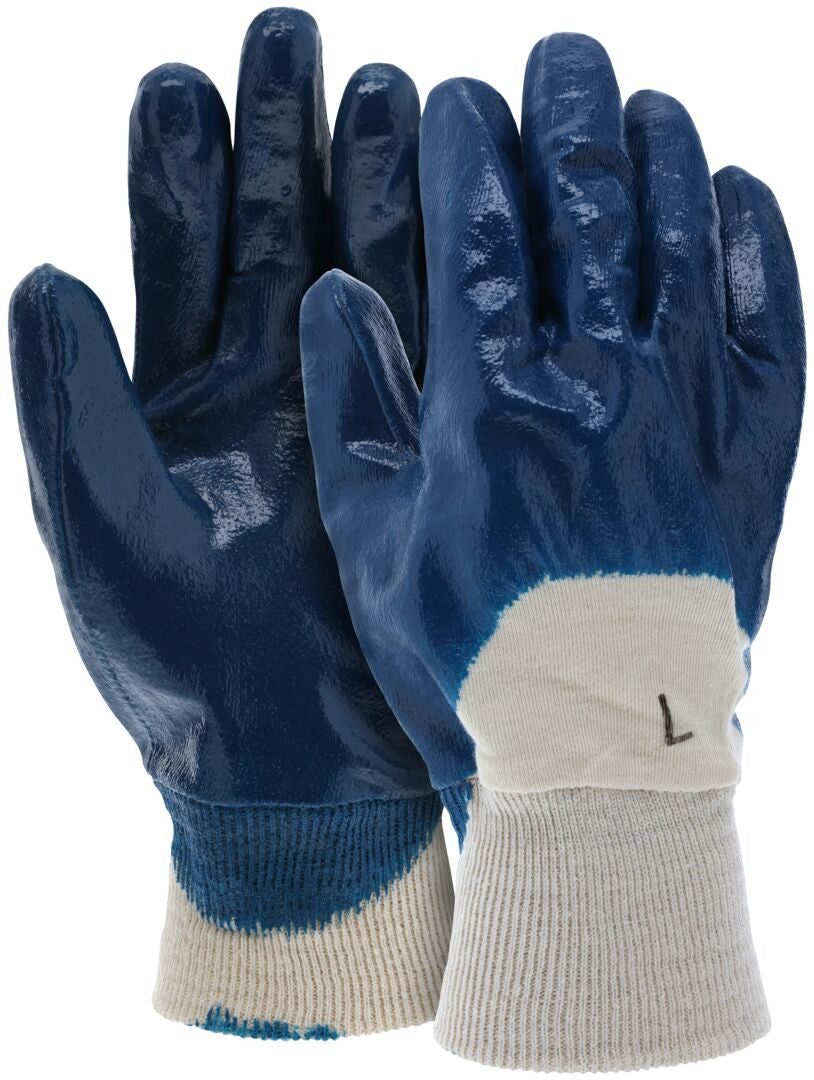 Nitrile-Coated Work Gloves, Interlock Lining, Knit Wrist, Palm and Knuckle Coating