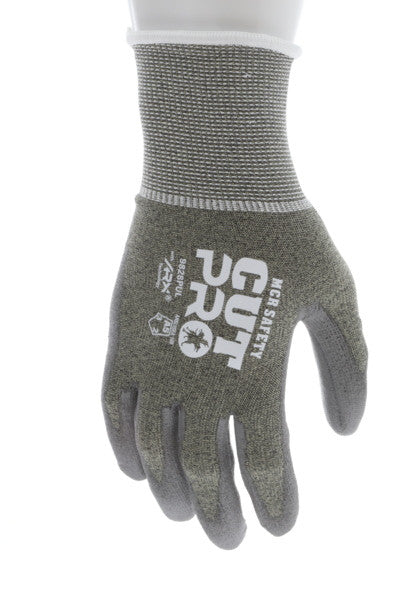 9828PU - MCR Safety CutPro® - 18 Gauge Cut Resistant Shell - (Aramid, Nylon, Steel, Spandex) - Polyurethane (PU) Coated Palm and Fingertips