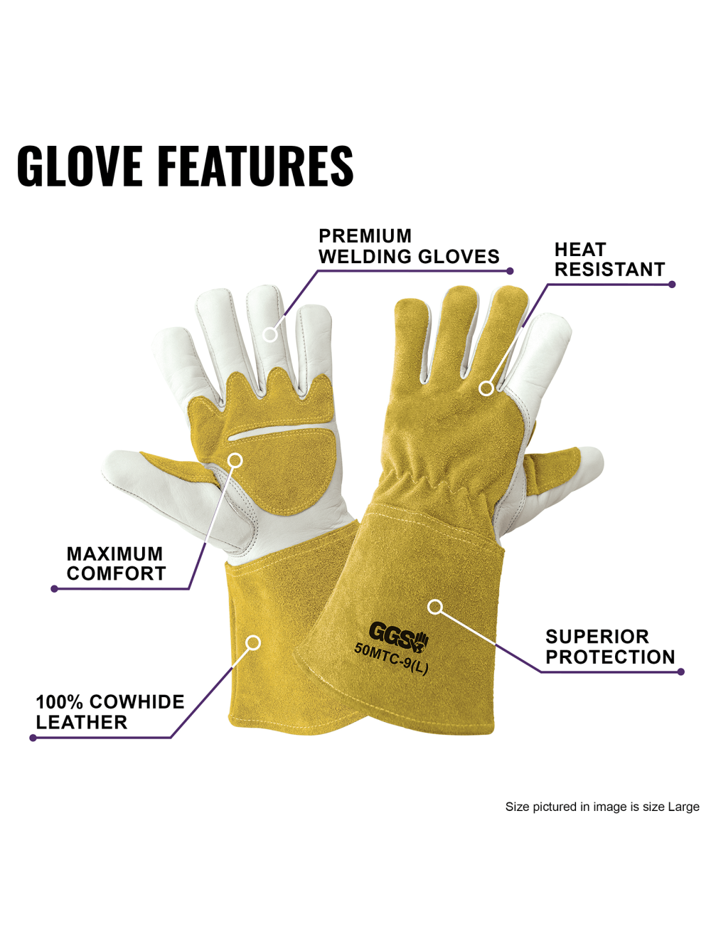 Global Glove - 50MTC - Leather Welding Gloves - cut level A2 - red