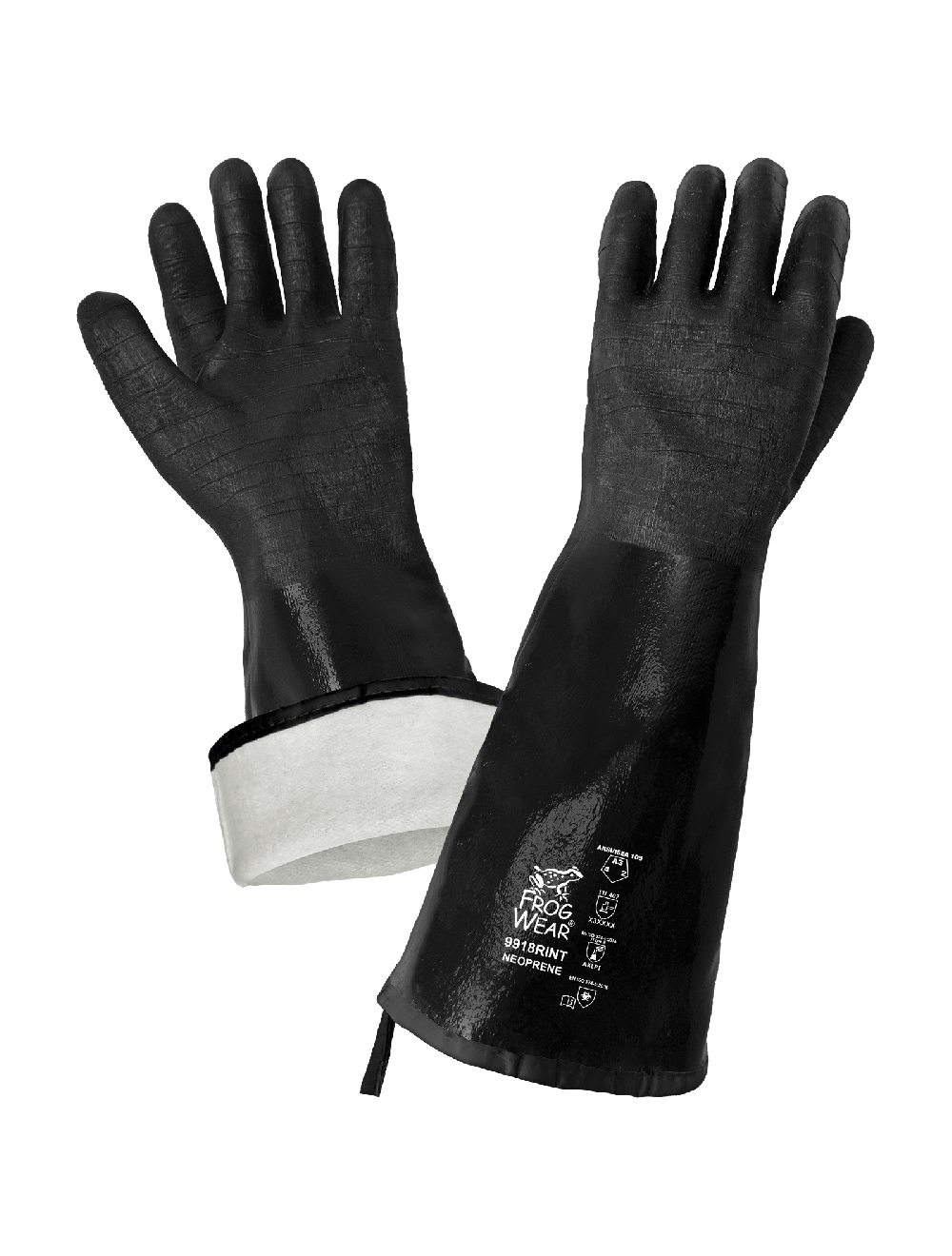 FrogWear® Premium Neoprene Rough Etched 18-Inch Insulated Heat Resistant Food/Chemical Handling Gloves - 9918RINT