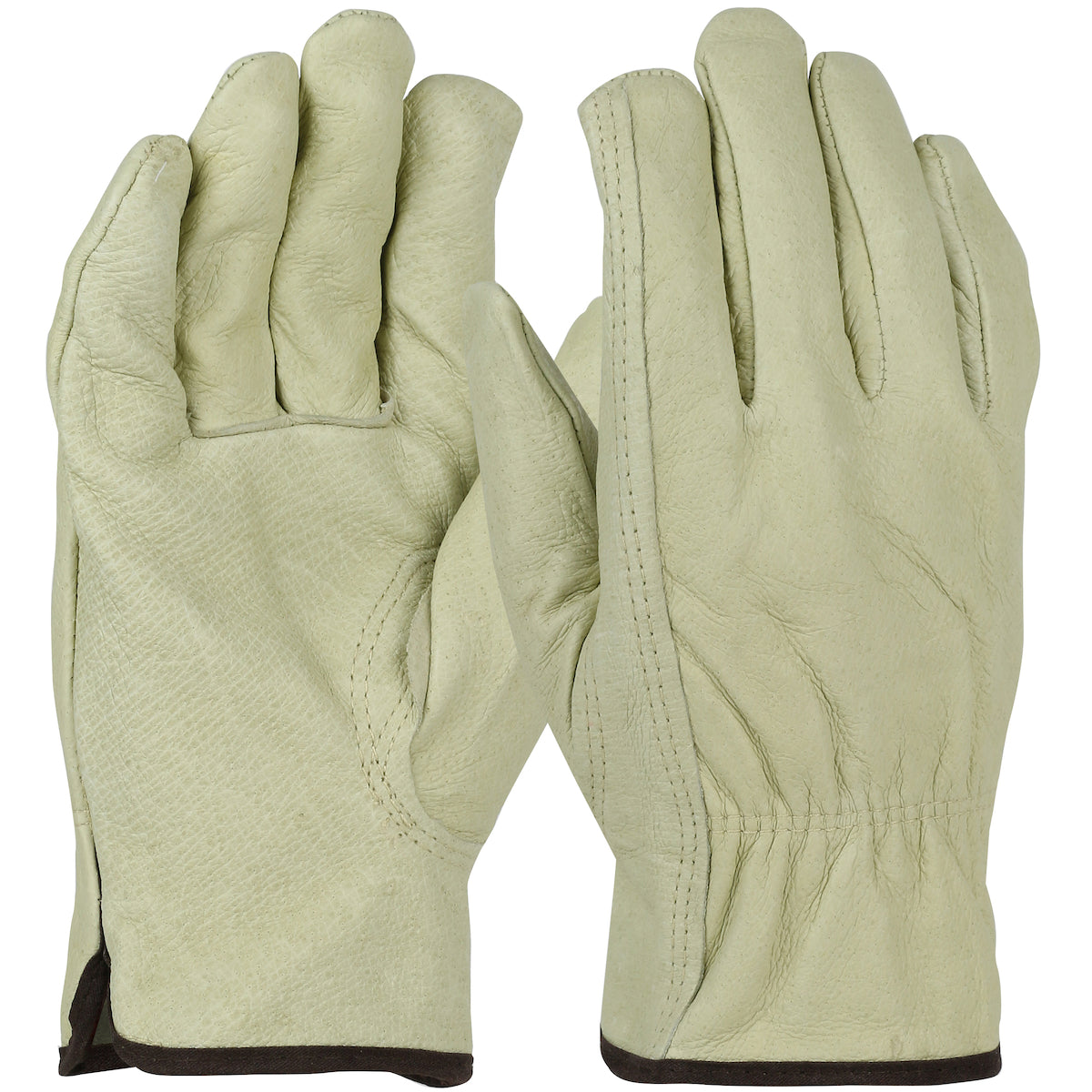 PIP 994KF – Economy Top Grain Pigskin Leather Drivers Glove with Red Fleece Lining - Keystone Thumb