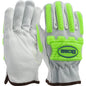 Boss®: Top Grain Leather Drivers Glove with Split Cowhide Back, Kevlar® Stitching and Hi-Vis Impact TPR - Cotton Liner
