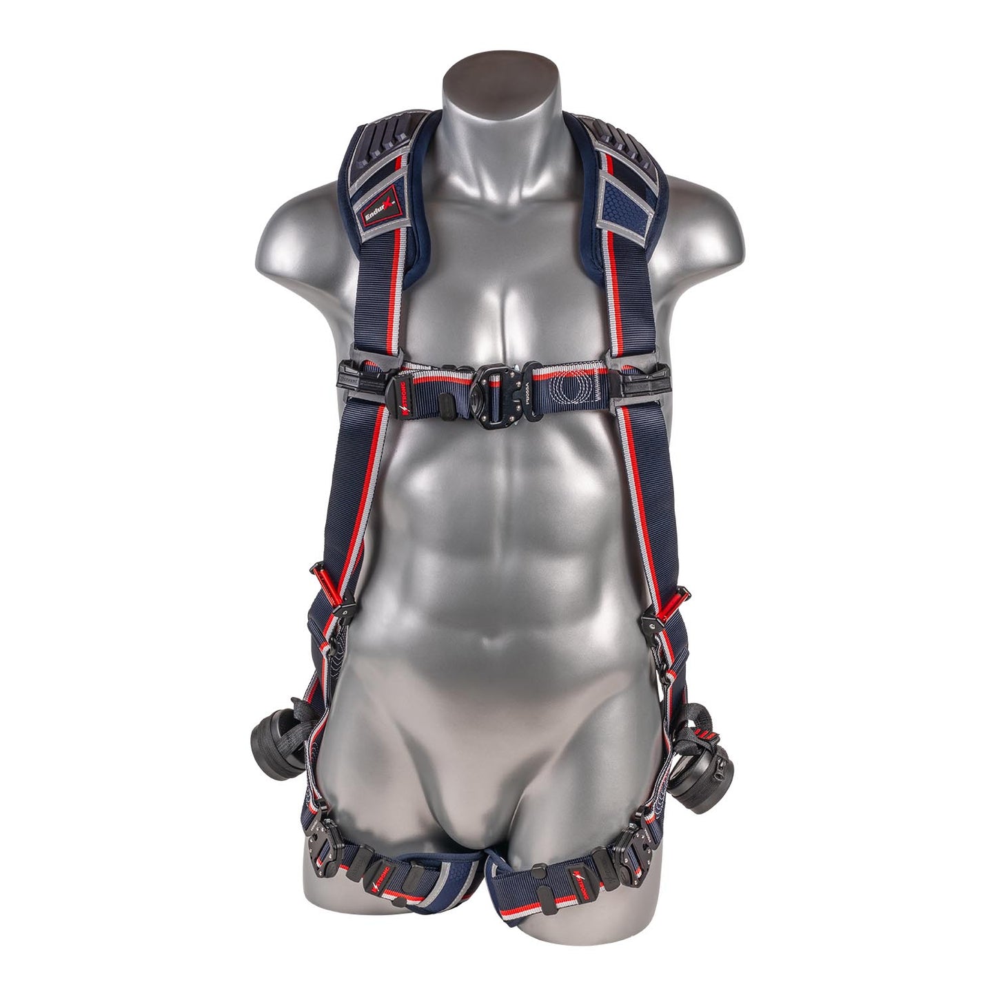 KStrong® EndurX™ 5-Point Full Body Harness, Abrasion Resistant Shoulder Pad, Deluxe Leg Pads, Enhanced Dorsal D-ring Plus™, Quick Slide Adjusters, Trauma Relief Straps, QC Chest/Legs, All Aluminum Hardware (ANSI)