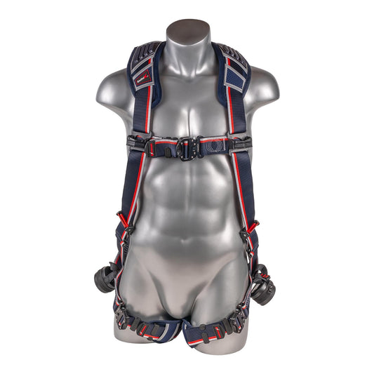 KStrong® EndurX™ 5-Point Full Body Harness, Abrasion Resistant Shoulder Pad, Deluxe Leg Pads, Enhanced Dorsal D-ring Plus™, Quick Slide Adjusters, Trauma Relief Straps, QC Chest/Legs, All Aluminum Hardware (ANSI)