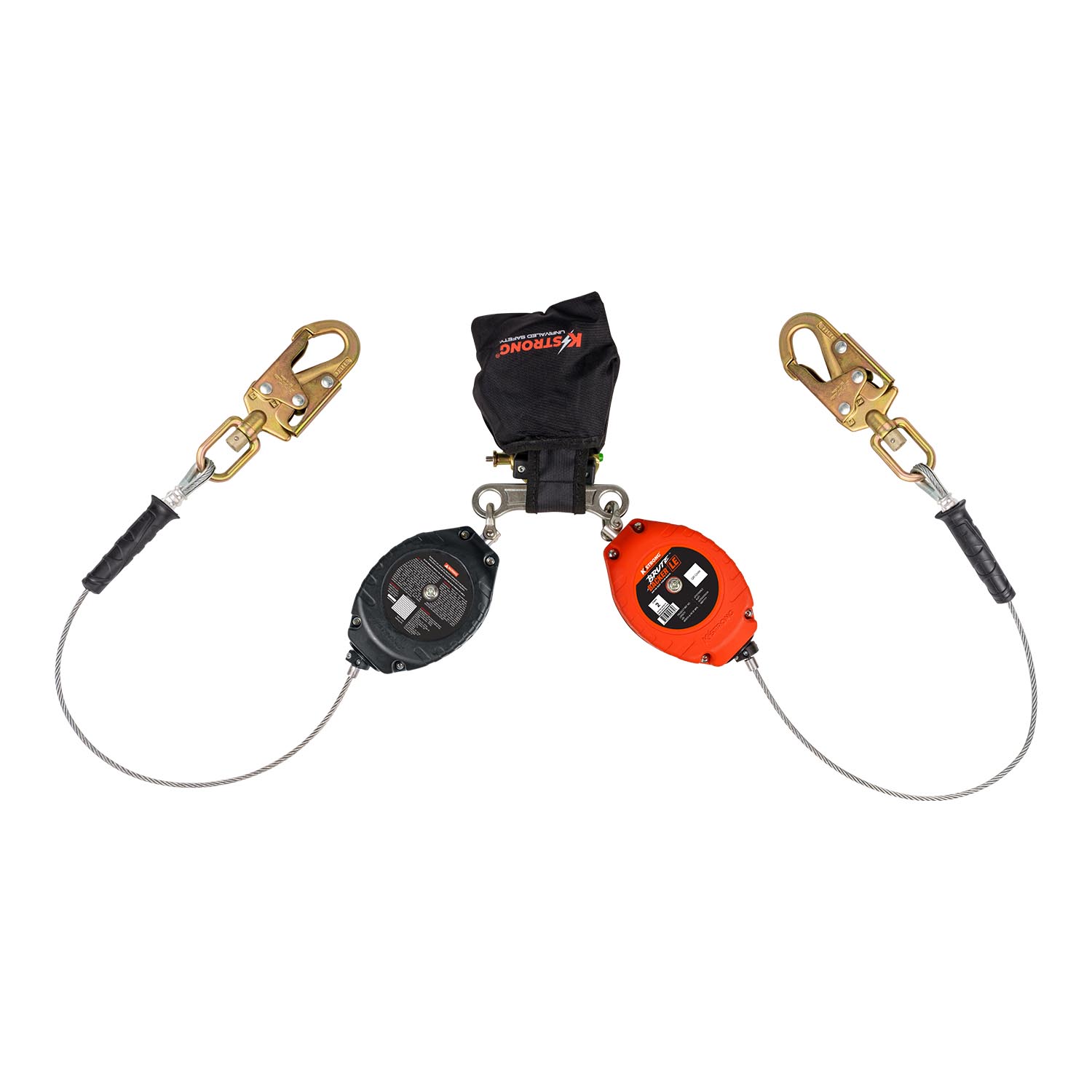 KStrong® BRUTE™ Backer™ LE Dual 8.5 ft. Cable SRL-P with Swivel Snap Hooks at Anchorage End, Other End Dorsal Connector Shock Pack Assembly (ANSI)