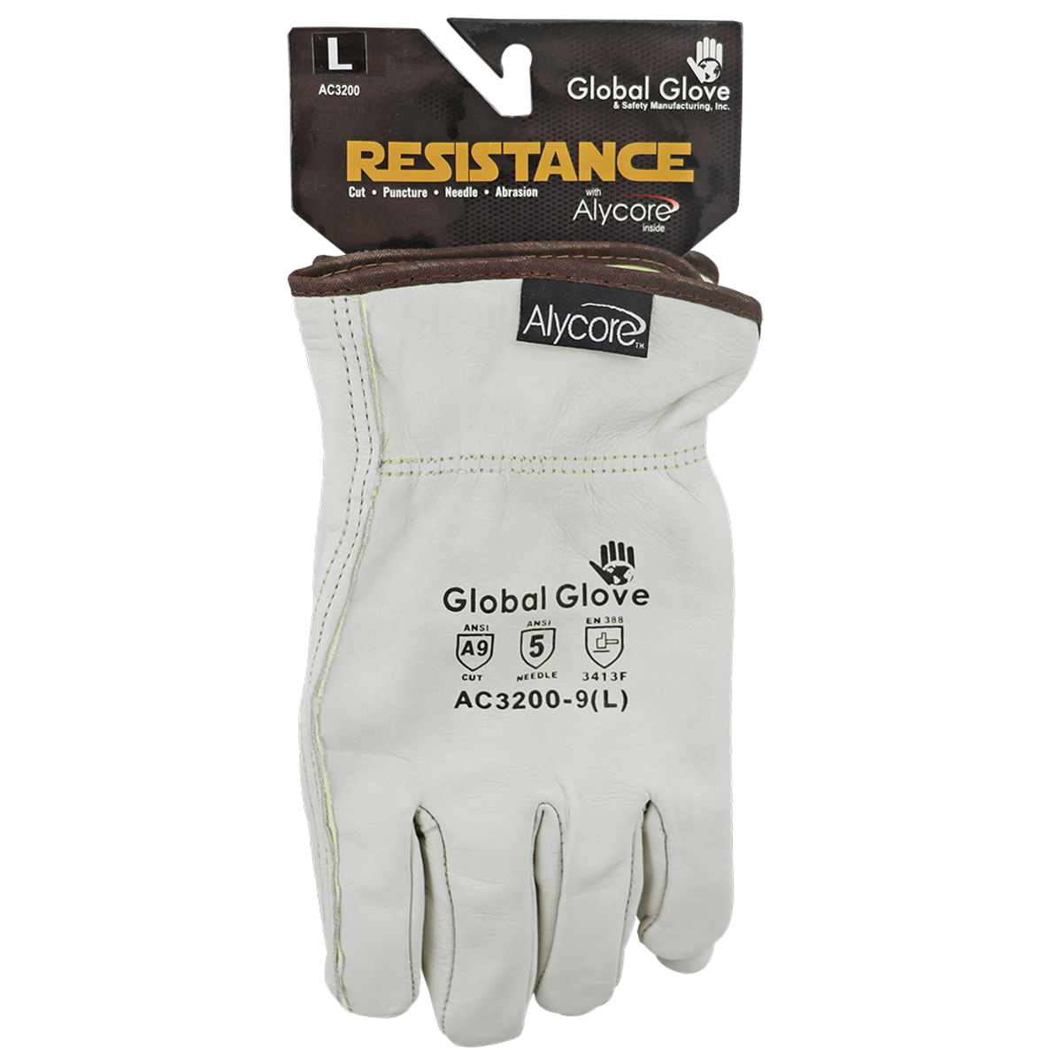 Global Glove Cut and Hypodermic Needle Resistant Cowhide Leather Gloves with Alycore and Aramid Fiber - view 11