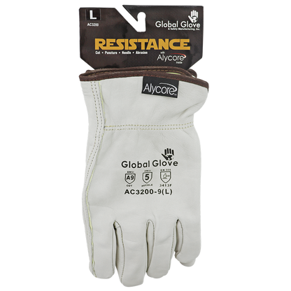 Global Glove Cut and Hypodermic Needle Resistant Cowhide Leather Gloves with Alycore and Aramid Fiber - view 11