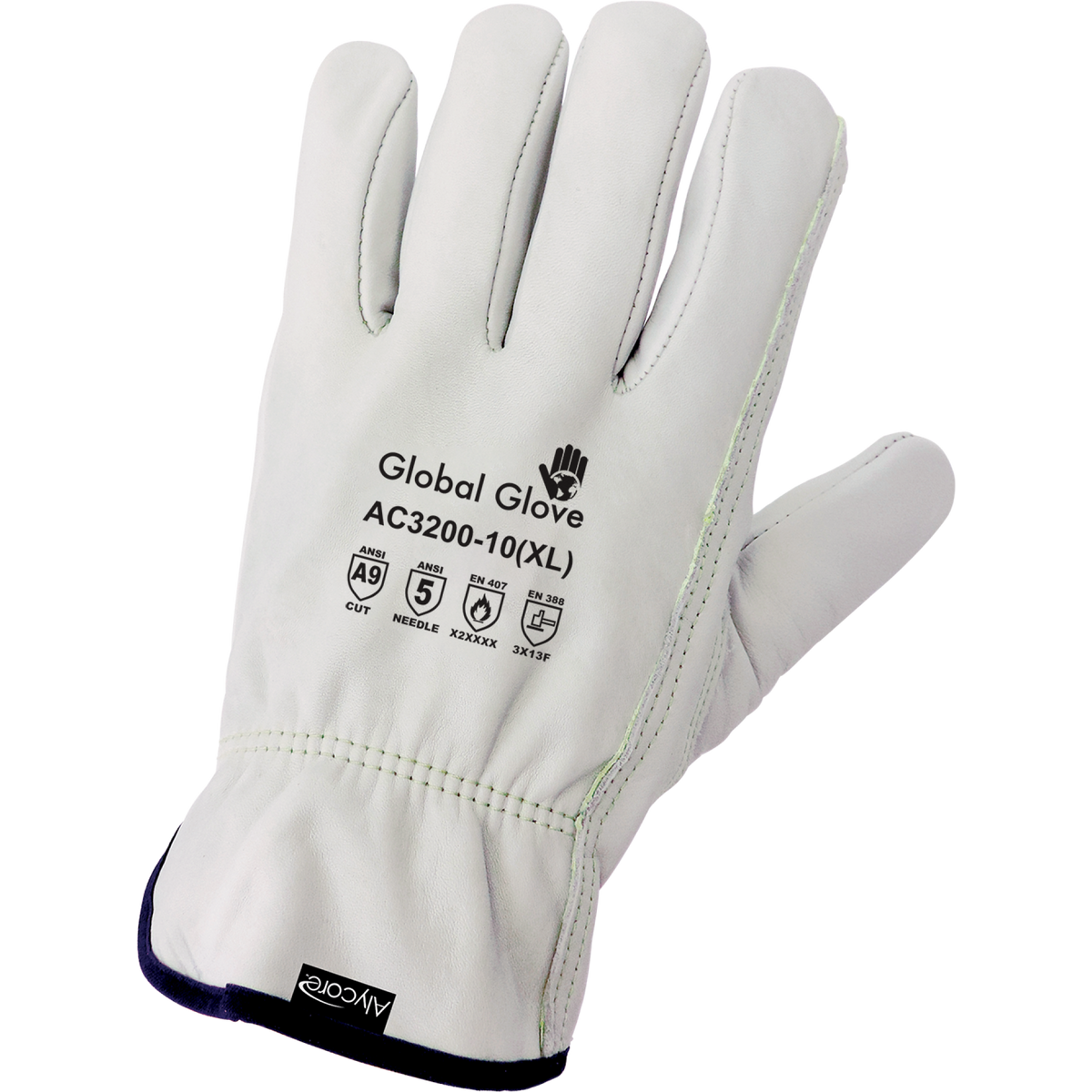 Global Glove Cut and Hypodermic Needle Resistant Cowhide Leather Gloves with Alycore and Aramid Fiber - view 12