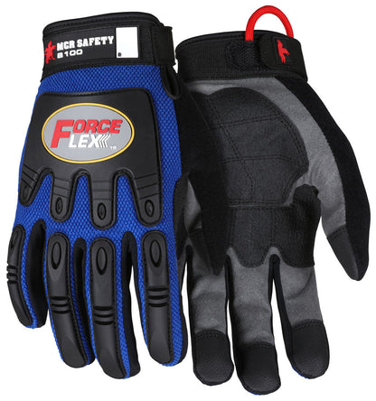 ForceFlex Mechanics Gloves, Synthetic Leather Palm, TPR Impact Protection, Mesh Back