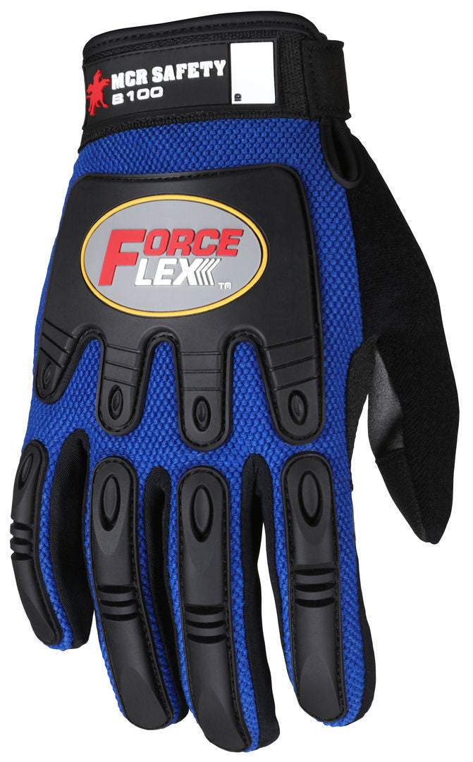 ForceFlex Mechanics Gloves, Synthetic Leather Palm, TPR Impact Protection, Mesh Back