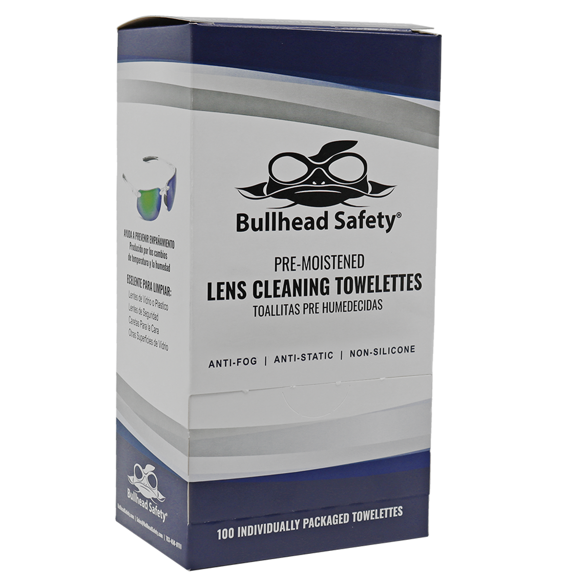 Bullhead Safety BHLC21 - closed 100-wipe box - white and blue