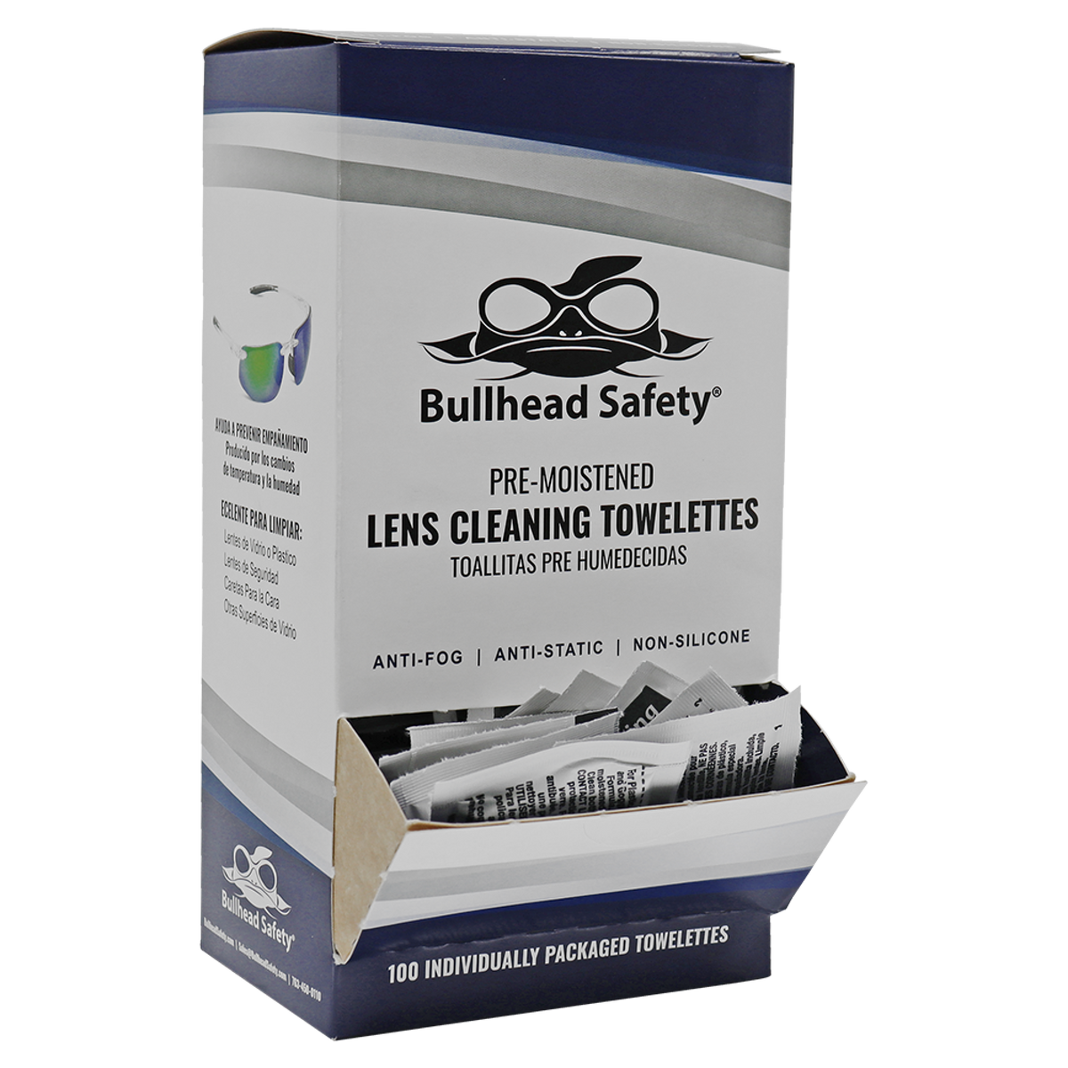 Bullhead Safety BHLC21 - open 100-wipe dispenser - white and blue