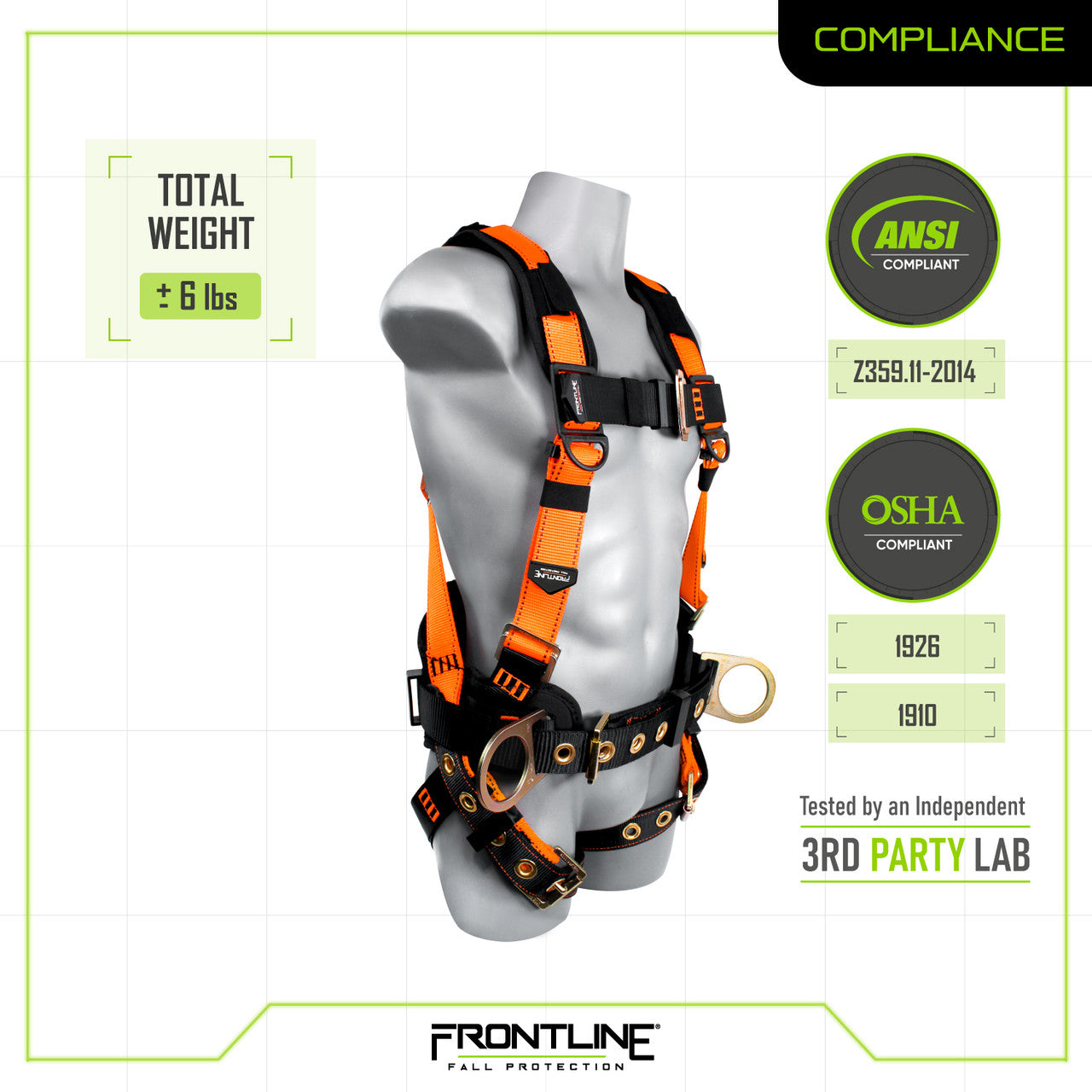 Combat™ Construction Style Full Body Harness with Tongue Buckle Belt & Legs 50CTB
