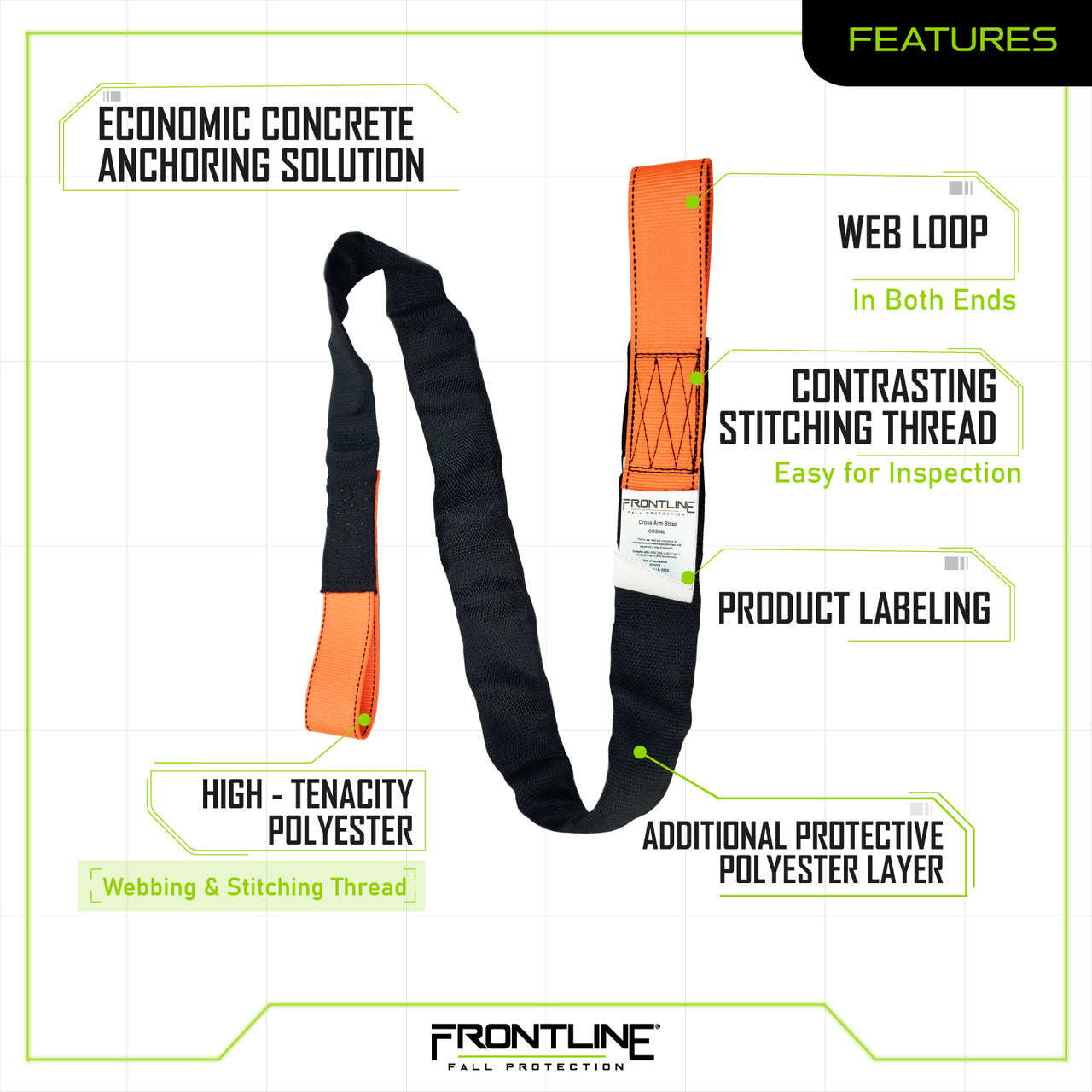 Frontline COSL Concrete Embed Anchor Strap with Looped Ends COSL