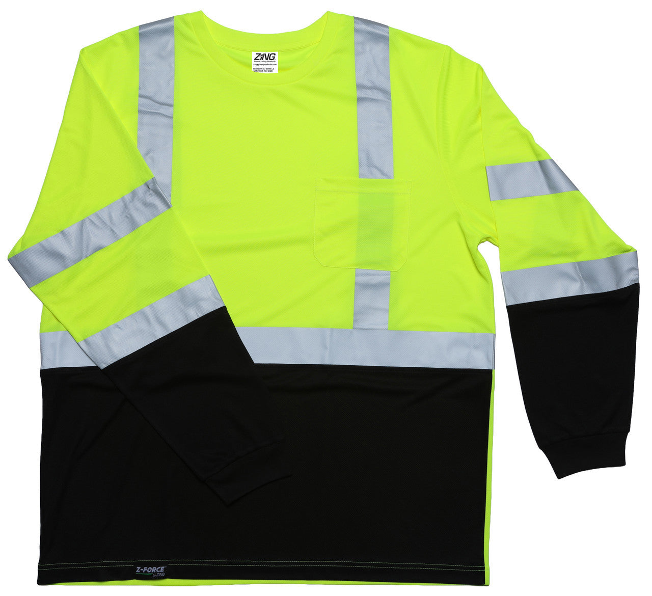 ZING Z-Force High-Visibility Class 3 Black Bottom Long Sleeve Shirt - official Zing product image 1