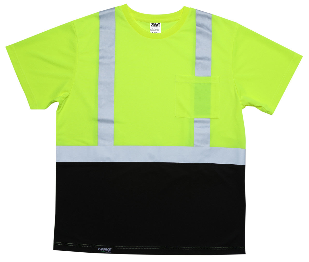 ZING Z-Force High-Visibility Class 2 Black Bottom Short Sleeve T-Shirt - official Zing product image 1