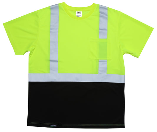 ZING Z-Force High-Visibility Class 2 Black Bottom Short Sleeve T-Shirt - ST-200B LE S