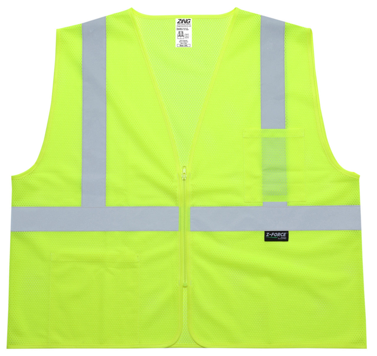 ZING Z-Force High-Visibility Class 2 Mesh Safety Vest with Pockets - official Zing product image 1