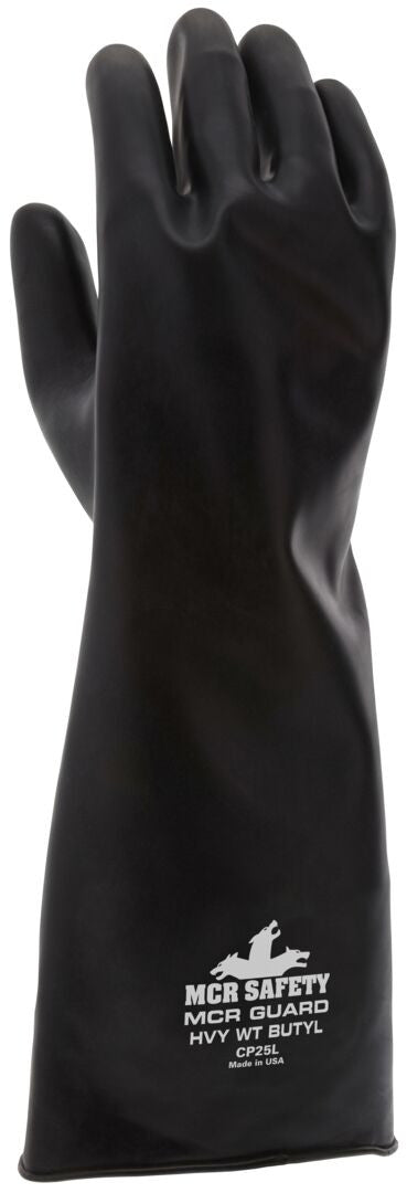 Butyl Rubber Chemical Glove, 25 Mil, ESD-Safe, Rolled Cuff Gauntlet