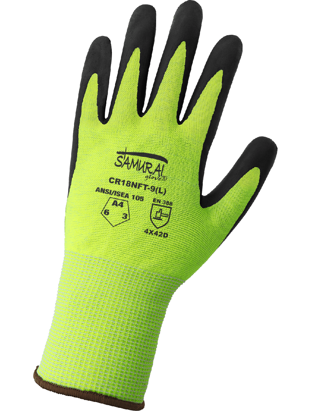 CR18NFT-6 Global Glove CR18NFT-5 Samurai Glove® FDA and Anti-Static/Electrostatic Compliant Nitrile-Coated High-Visibility Tuffalene® Gloves with Cut, Abrasion, Puncture Resistance - CR18NFT – Cut Level A4, 18-Gauge PPE