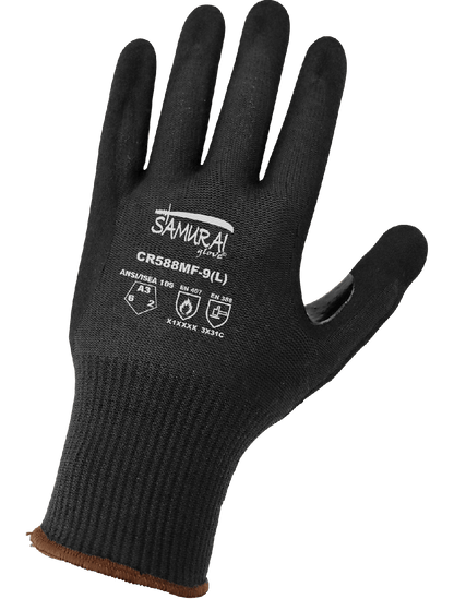 Samurai Glove® Cut, Abrasion, and Puncture Resistant Black Aralene® Nitrile-Coated Gloves - CR588MF