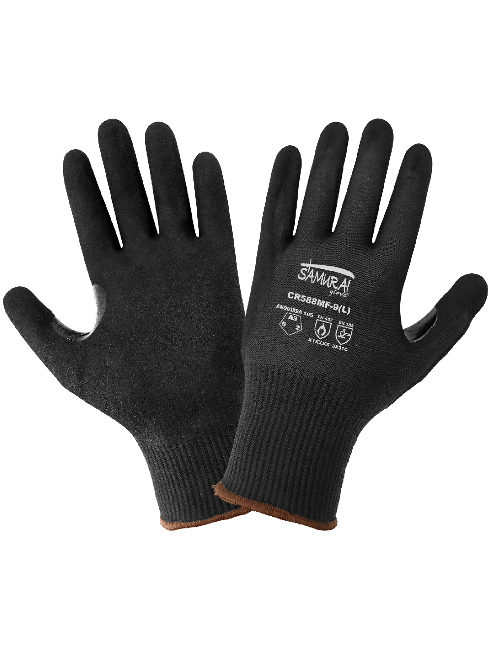 Samurai Glove® Cut, Abrasion, and Puncture Resistant Black Aralene® Nitrile-Coated Gloves - CR588MF