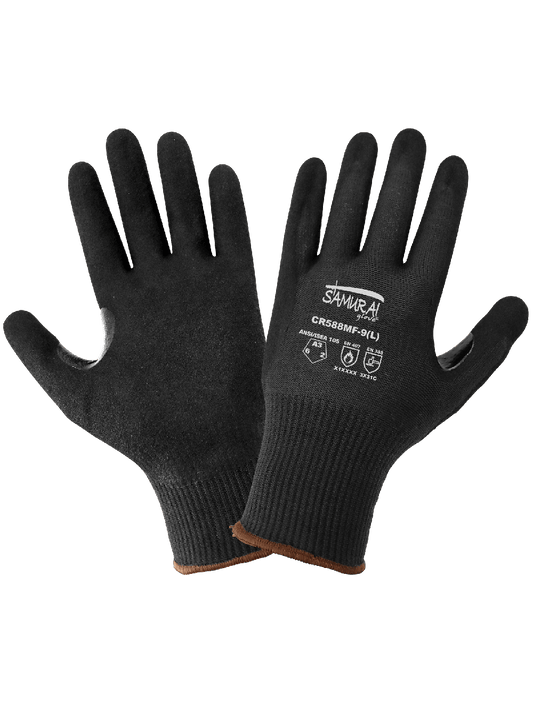 Samurai Glove® Cut, Abrasion, and Puncture Resistant Black Aralene® Nitrile-Coated Gloves - CR588MF