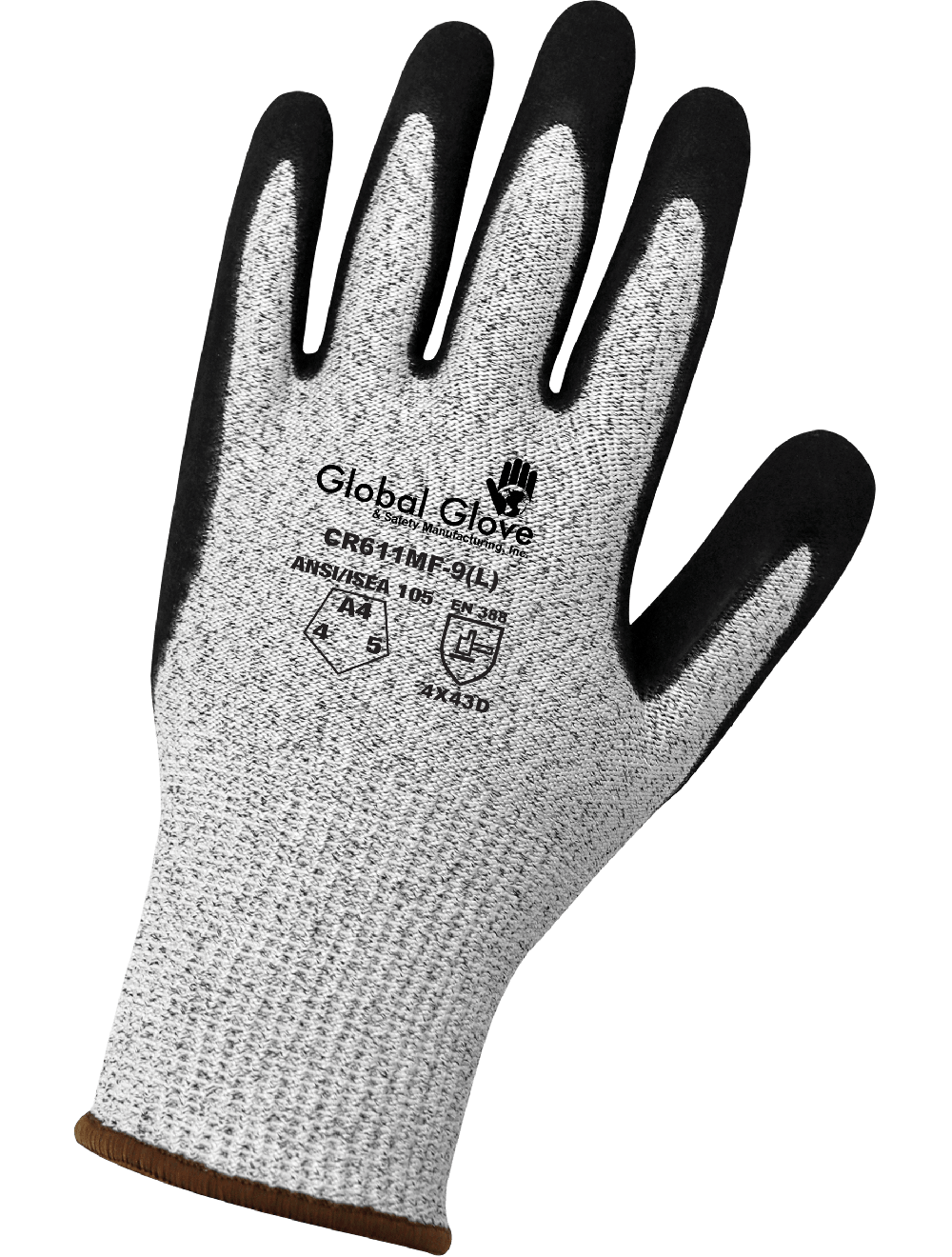 CR611MF-7 Global Glove CR611MF-6 Cut Resistant HPPE Gloves with Double-Dipped Mach Finish Nitrile Palm - CR611MF – Level A4, 13-Gauge PPE