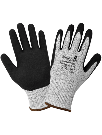 Global Glove CR611MF-6 Cut Resistant HPPE Gloves with Double-Dipped Mach Finish Nitrile Palm - CR611MF – Level A4, 13-Gauge PPE