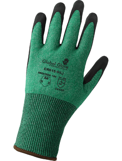 Global Glove - CR615 - Chemical Handling Gloves - cut level A6 - green