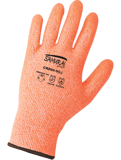 CR860-8 Global Glove CR860-7 Samurai Glove® Supreme Grip Tack-Free Vulcanized Silicone-Coated Cut, Abrasion, and Puncture Resistant Gloves - CR860 – Cut Level A4, 13-Gauge, Polyurethane PPE