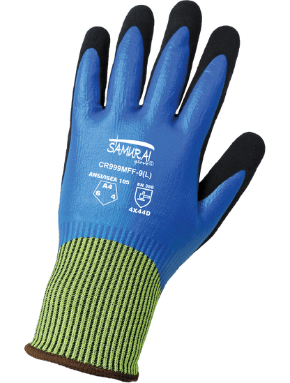 Samurai Glove® Tuffalene® UHMWPE Liquid and Cut Resistant Double-Coated Nitrile Gloves - CR999MFF