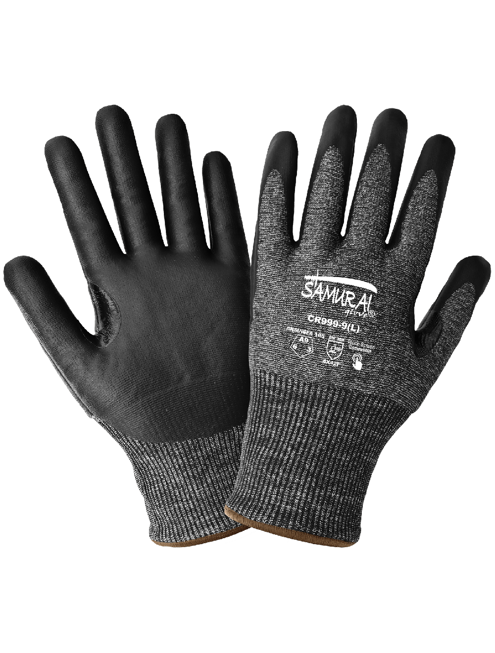 Samurai Glove® Cut Resistant Tuffalene® UHMWPE Reinforced Touch Screen Gloves with Nitrile Coated Palm - CR999