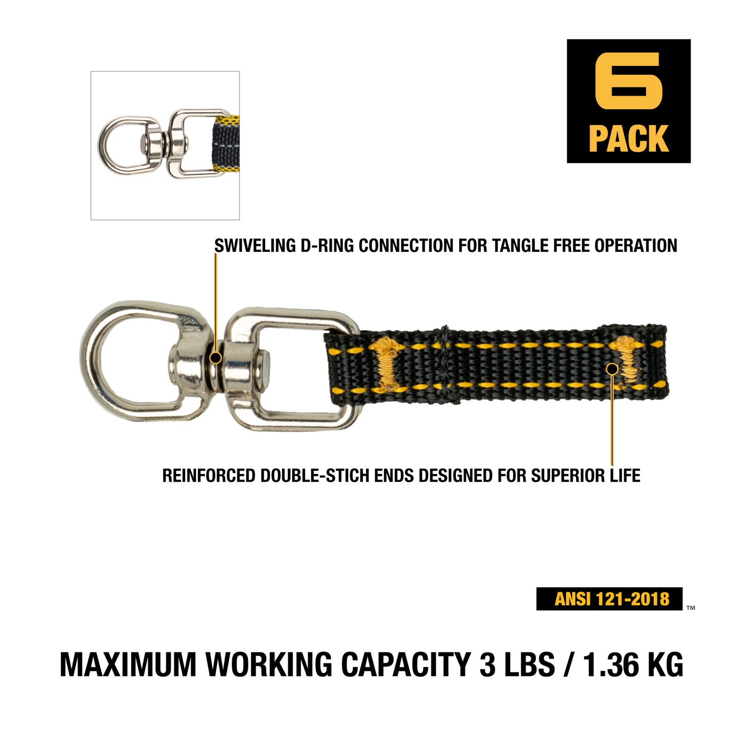 DXDP710411 DEWALT Tool Attachment with Swivel 2.5 inches, 6 pack