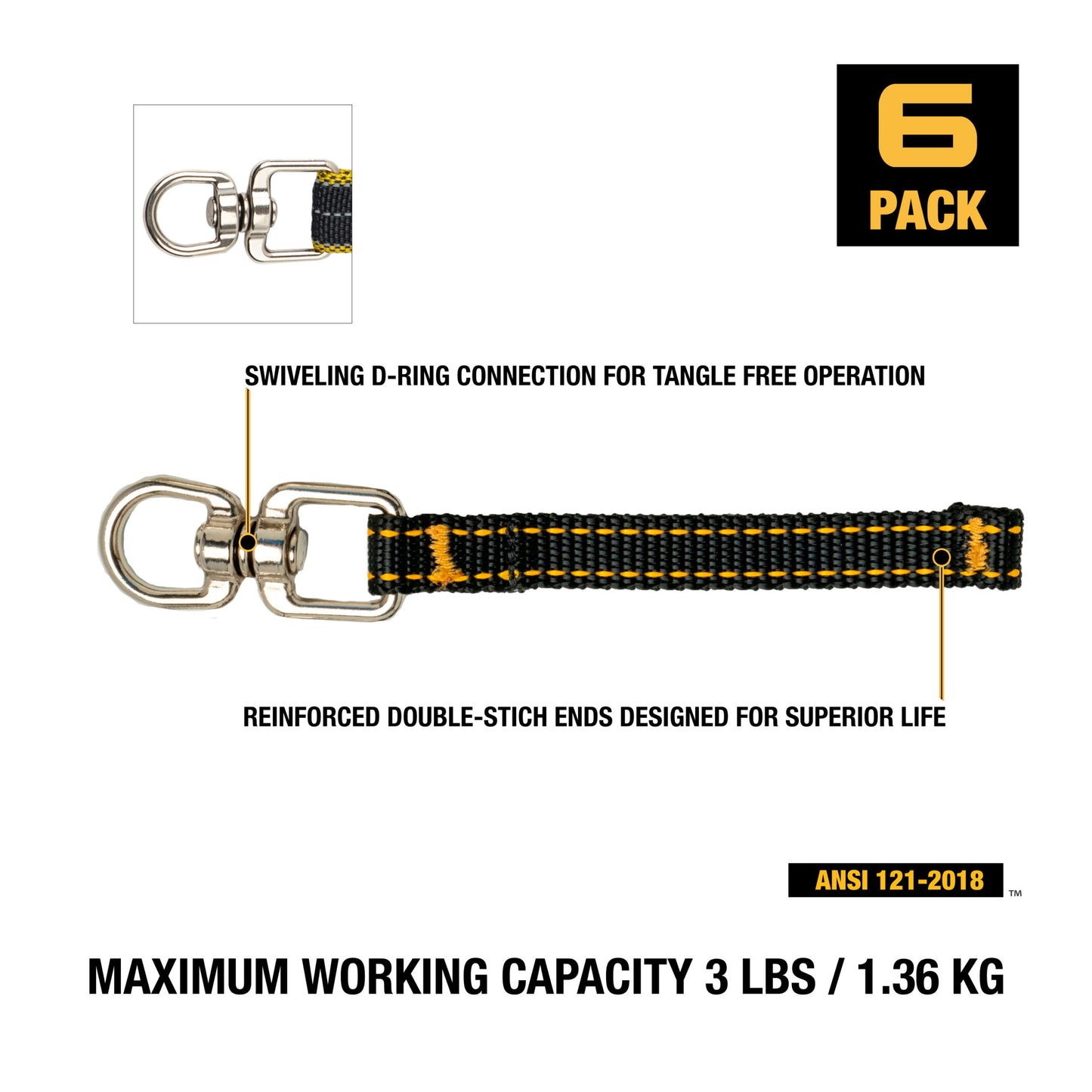 DXDP710422 DEWALT Tool Attachment with Swivel 4.5 inches, 6 pack