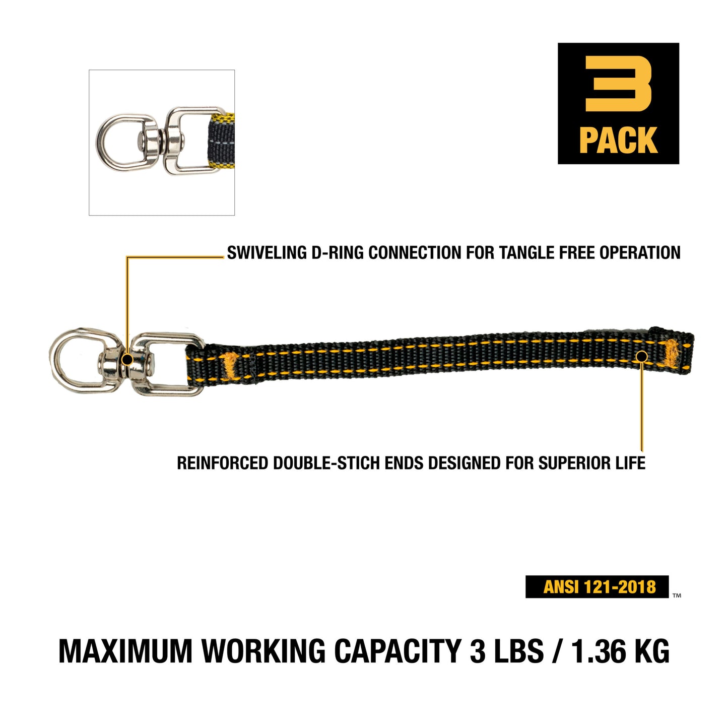 DXDP710455 DEWALT Tool Attachment with Swivel 8.5 inches, 3 pack