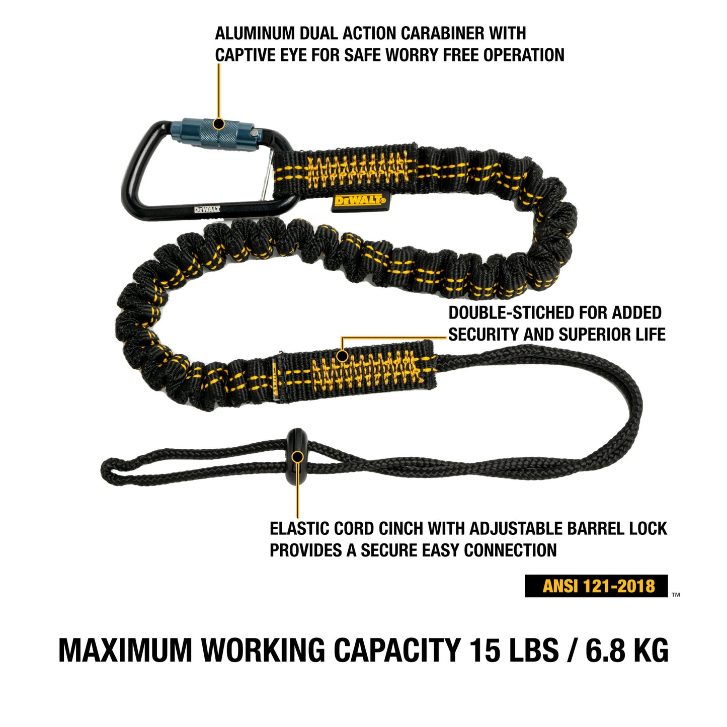 DXDP720200 DEWALT Single Leg Tool Lanyard 15 lbs.(6.8 kg) capacity