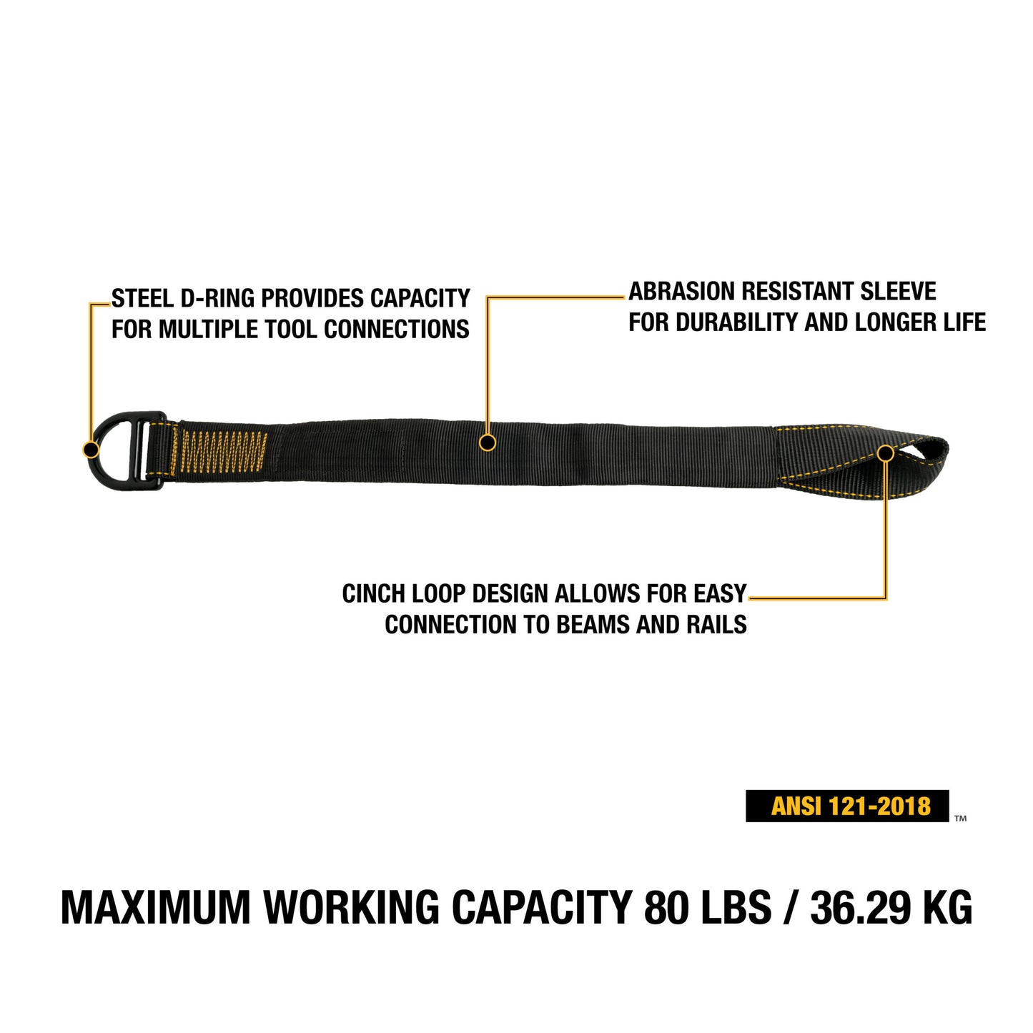 DXDP813012 DEWALT Tool Anchor Strap 80 Lbs. (36.3 kg)