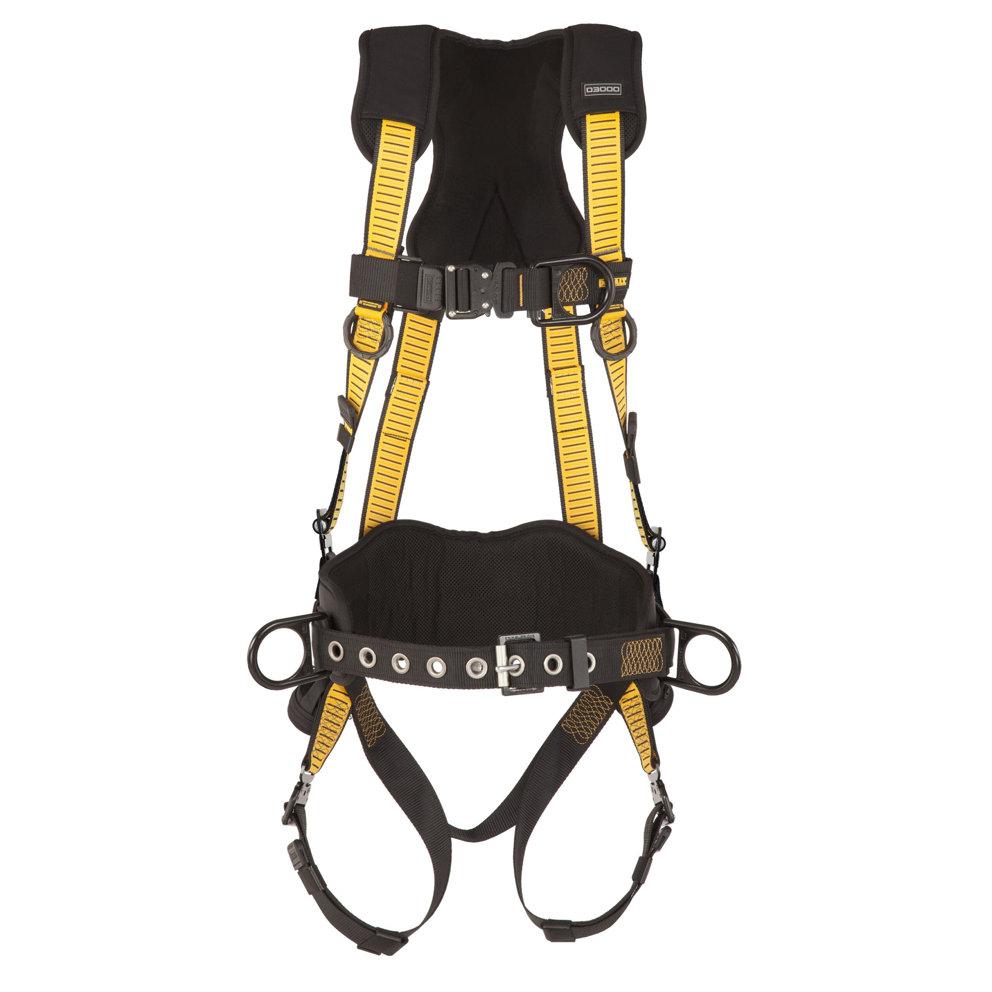 DXFP532152(L-XL) DEWALT® D3000 HARNESS Vest Style, w/belt 5-Point, Back, Front and Side D-Rings, QC Chest, QC Legs