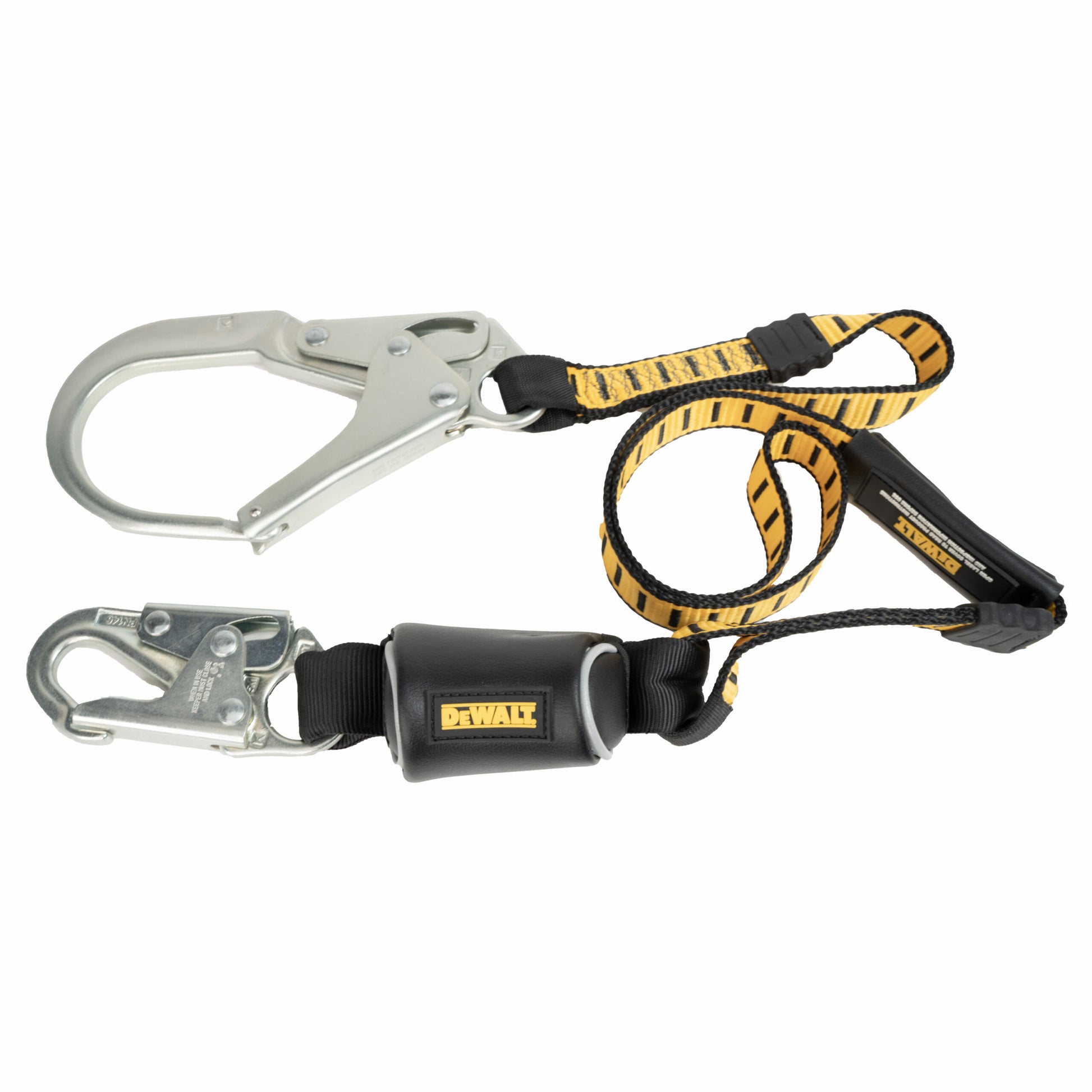 DXFP611110 DEWALT 6 ft.(1.8 m) Single Leg Lanyard External Absorber, with Snap hook on D-Ring End and Rebar Hook on Anchor End
