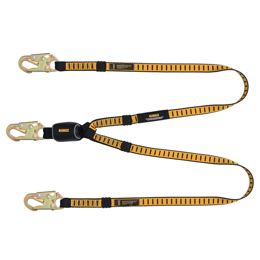 DXFP611120 DEWALT 6 ft.(1.8 m.) Twin Leg Lanyard External Absorber, Snap hook on Both Ends