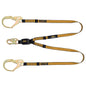 DXFP611130 DEWALT 6 ft.(1.8 m) Twin Leg Lanyard External Absorber, Snap hook on D-Ring End and Steel Rebar Hooks on Anchor End