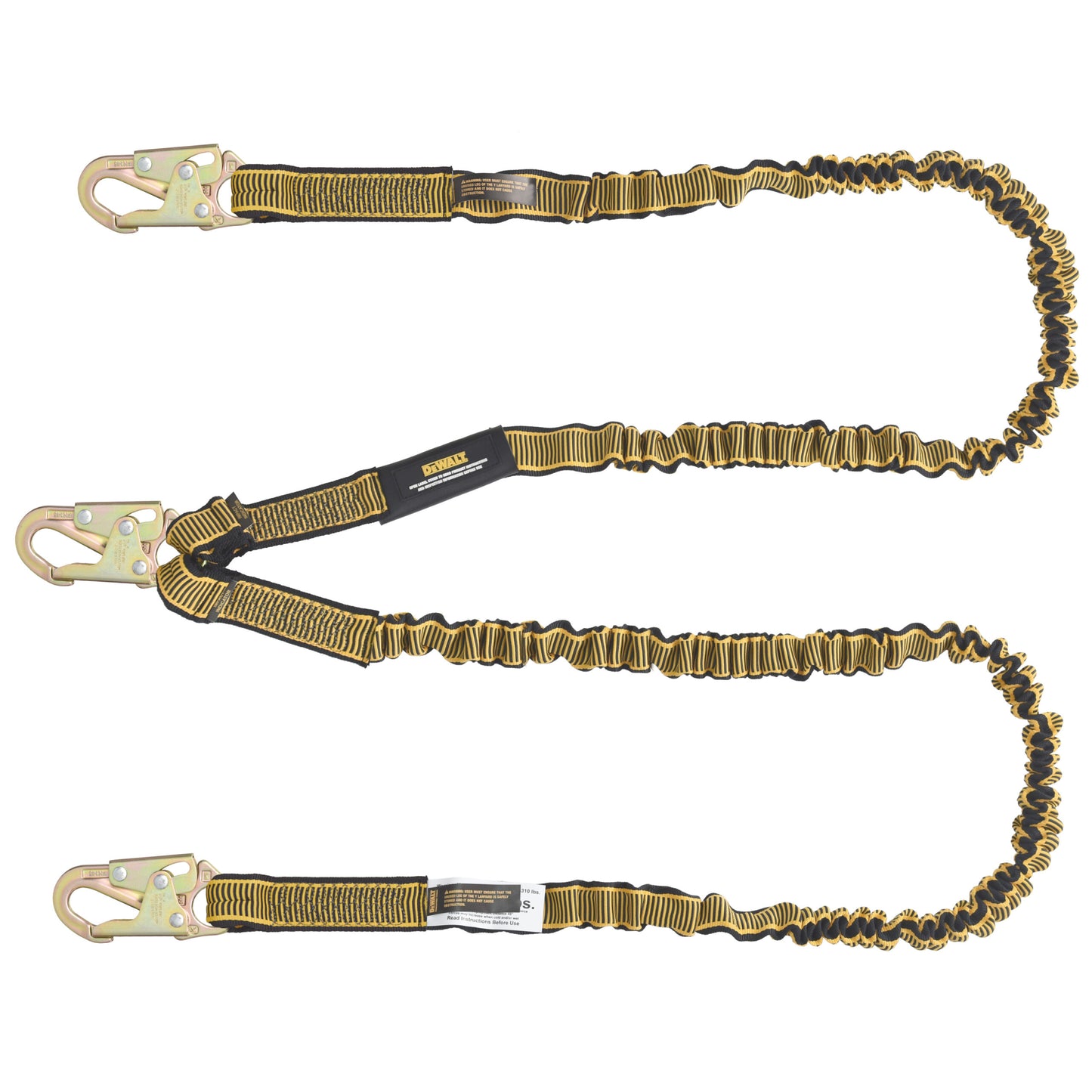 DXFP612120 DEWALT 6 ft. (1.8 m) Lanyard, Twin, Internal Absorber Lanyard with Steel Snap hooks on All Ends