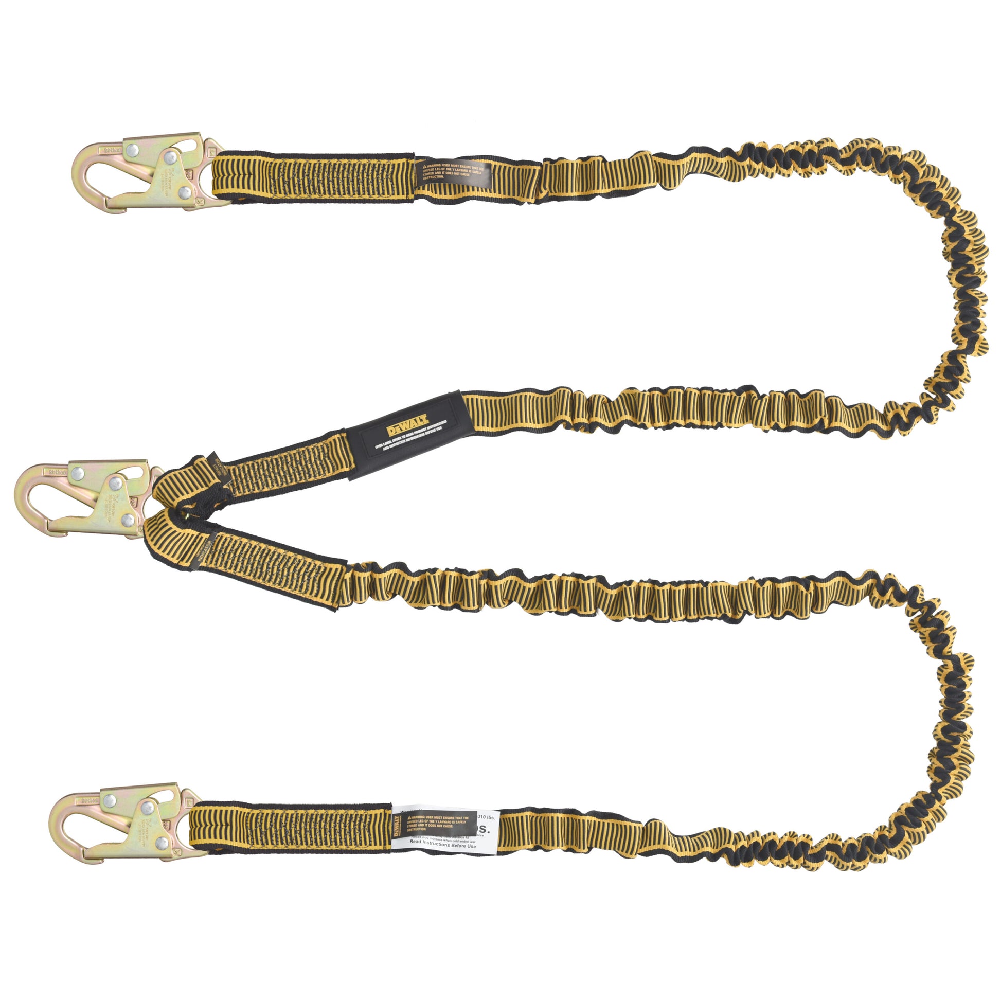 DXFP612120 DEWALT 6 ft. (1.8 m) Lanyard, Twin, Internal Absorber Lanyard with Steel Snap hooks on All Ends